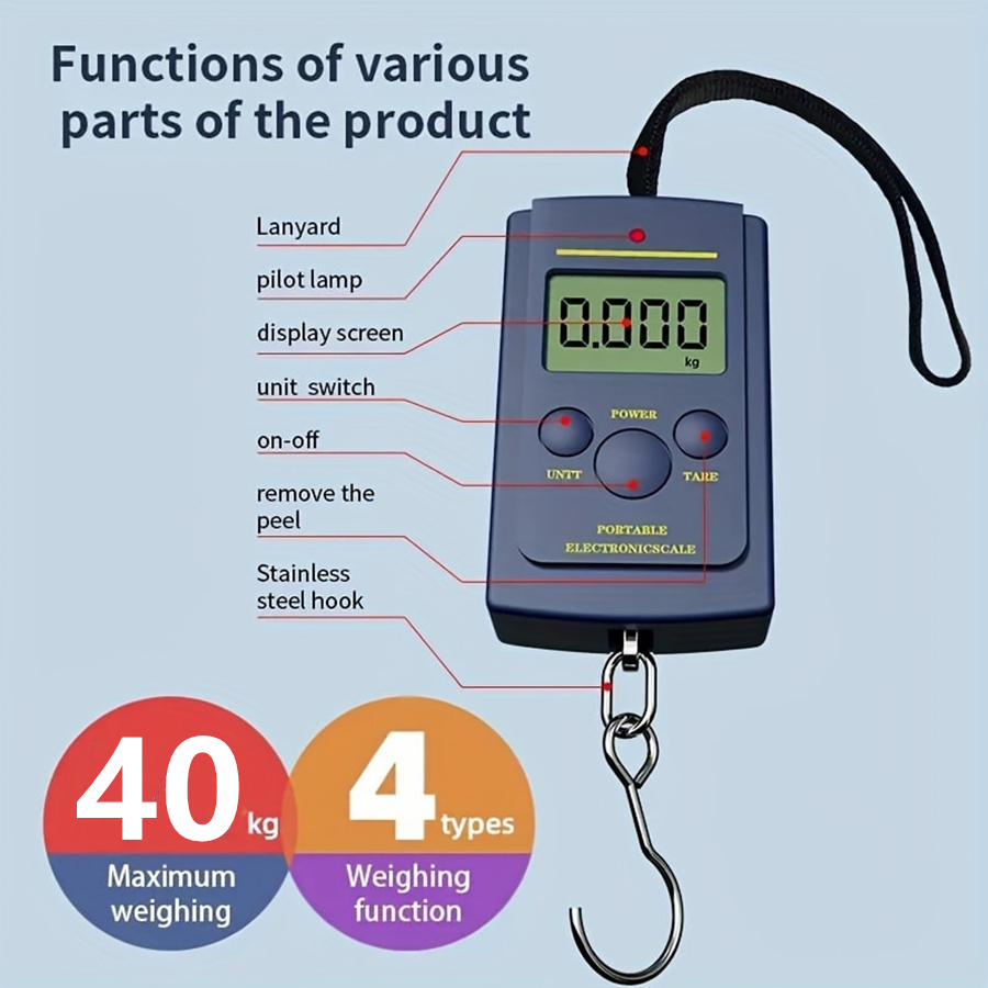Electronics Stuff - 40kg wielofunkcyjna Mini elektroniczna cyfrowa przenośna