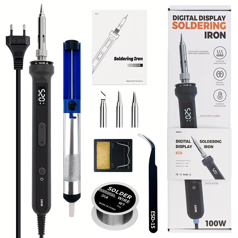 Electronics Stuff - Zestaw cyfrowej lutownicy 100W z regulacją