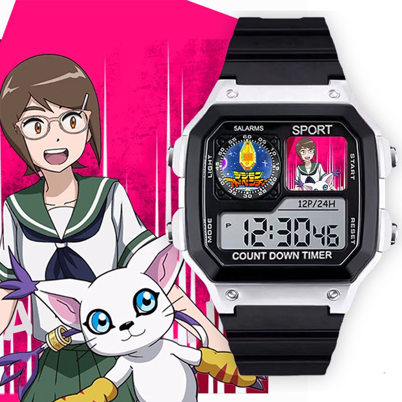 Electronics In Japan - Zegarek elektroniczny Digimon Adventure Greymon Angewomon