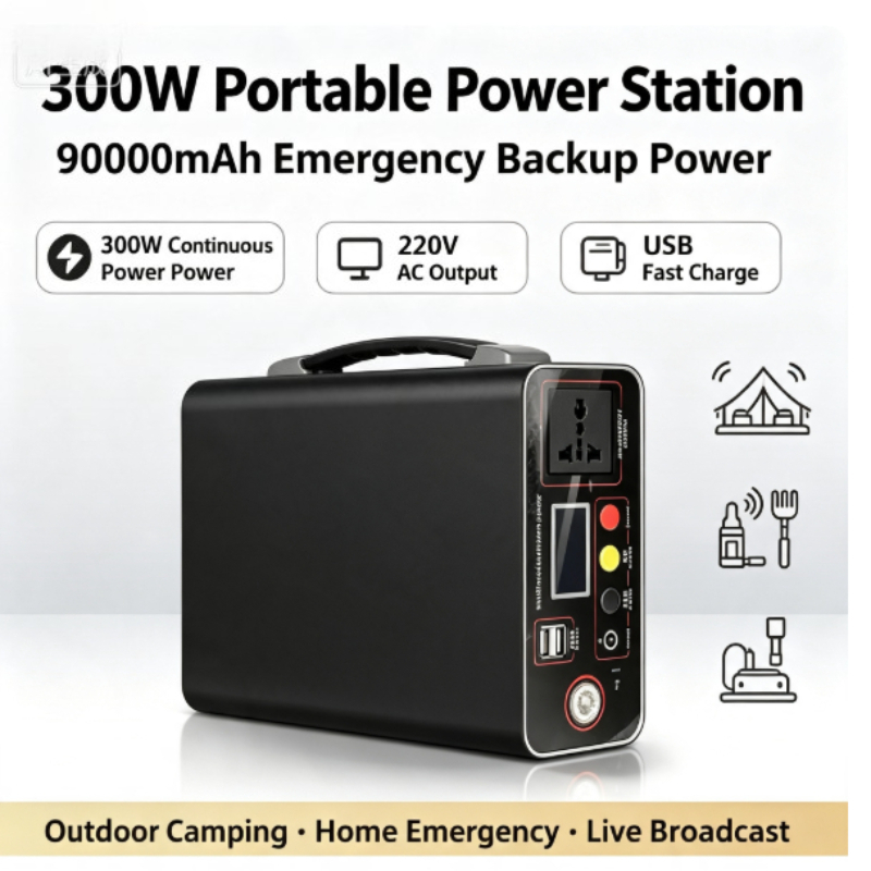 Solar Powered Charger - Przenośna elektrownia 300W 220V, 333Wh, 90000mAh,